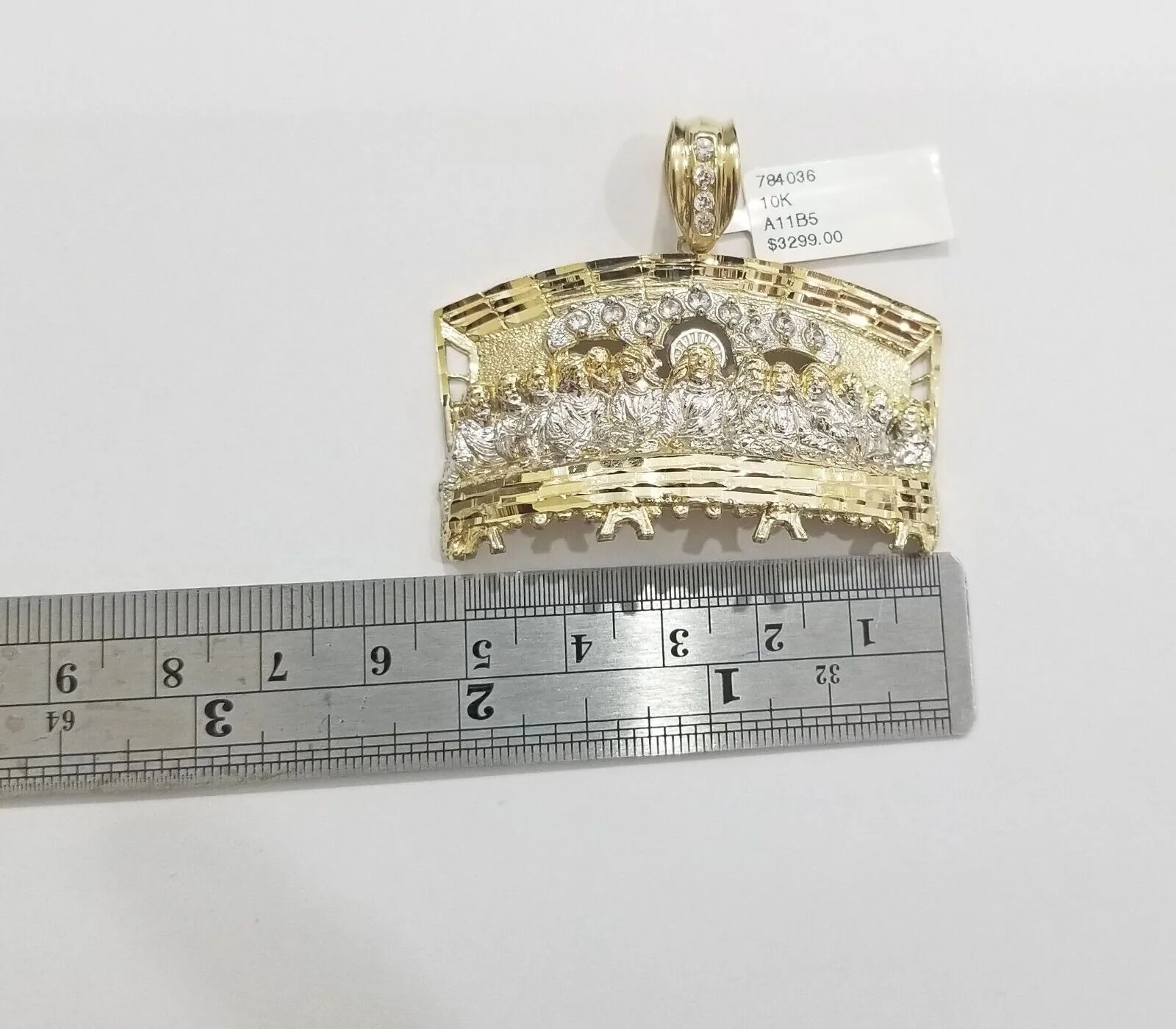 Real 10k Yellow Gold Rope Chain 24" inch Necklace And Charm Last Supper Pendant - Image 7