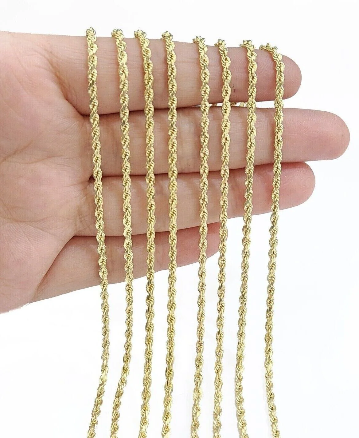 Real 10K Yellow Gold Rope Chain 2mm Necklace 18-26'' Inches Lobster Lock 10kt - Image 2
