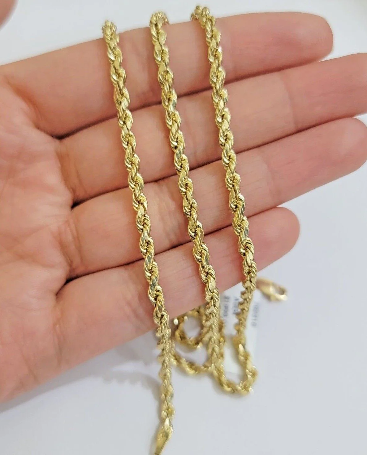 Real 10k Yellow Gold Rope Chain 3mm Necklace 16" - 28 Inch Diamond Cut men Women - Image 10