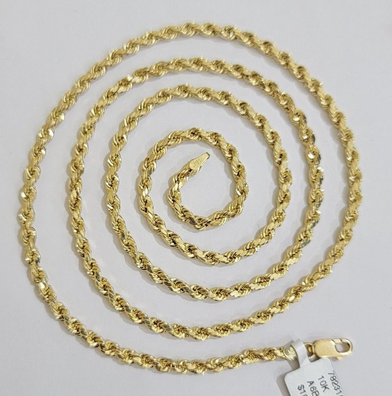 Real 10k Yellow Gold Rope Chain 3mm Necklace 16" - 28 Inch Diamond Cut men Women - Image 11