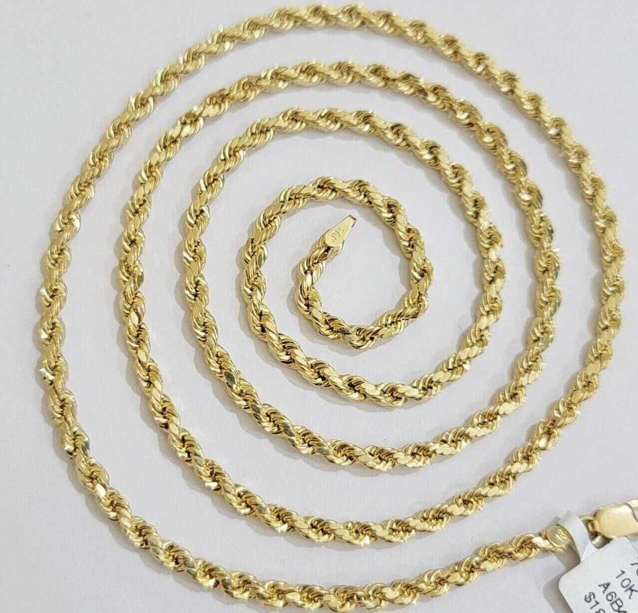 Real 10k Yellow Gold Rope Chain 3mm Necklace 16" - 28 Inch Diamond Cut men Women - Image 5