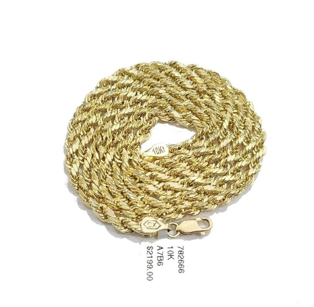 Real 10K Yellow Gold Rope Chain 3mm Necklace 18-30'' Inches Lobster Lock 10kt - Image 5