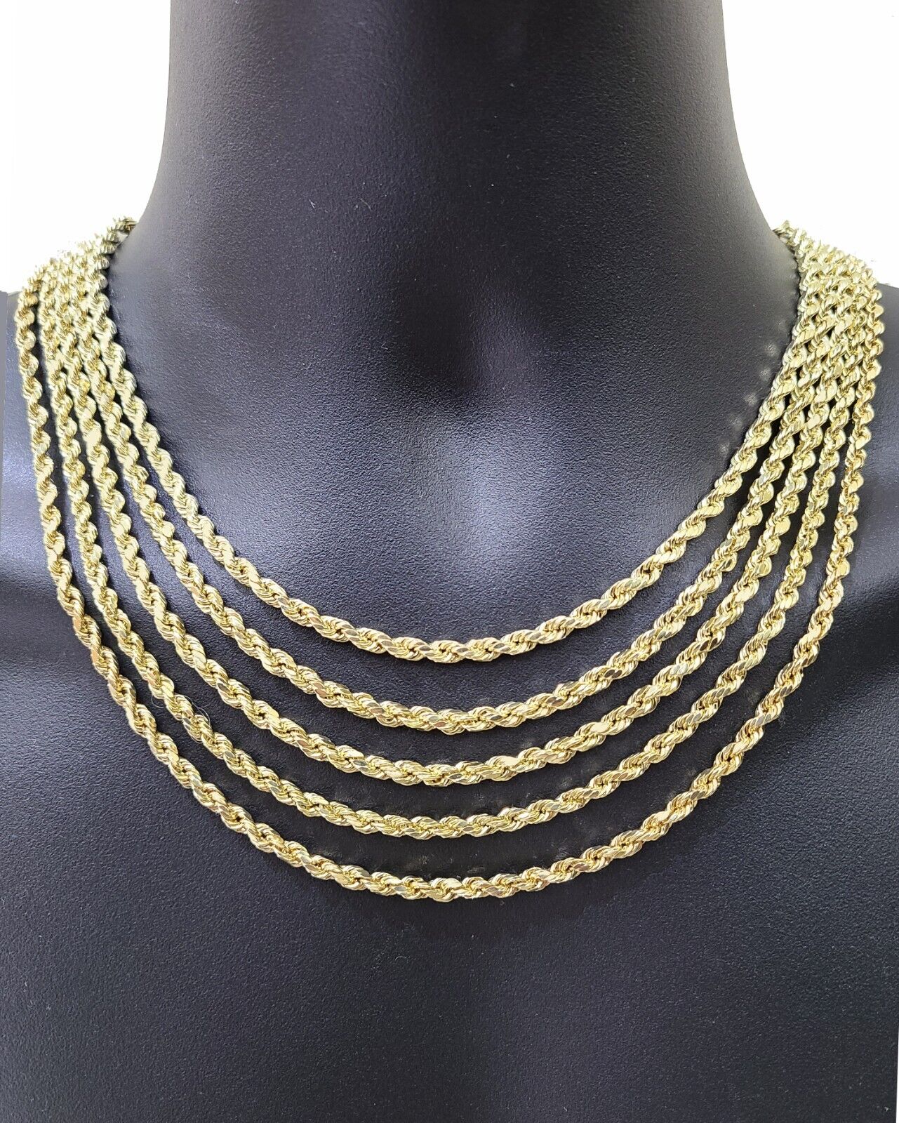 Real 10K Yellow Gold Rope Chain 4mm Necklace 16-30'' Inches Lobster Lock 10kt - Image 2