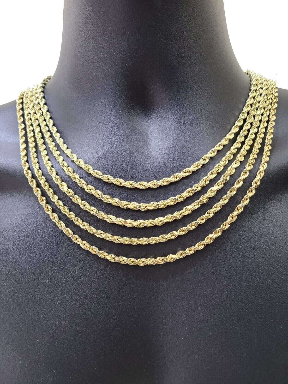Real 10K Yellow Gold Rope Chain 4mm Necklace 16-30'' Inches Lobster Lock 10kt - Image 5