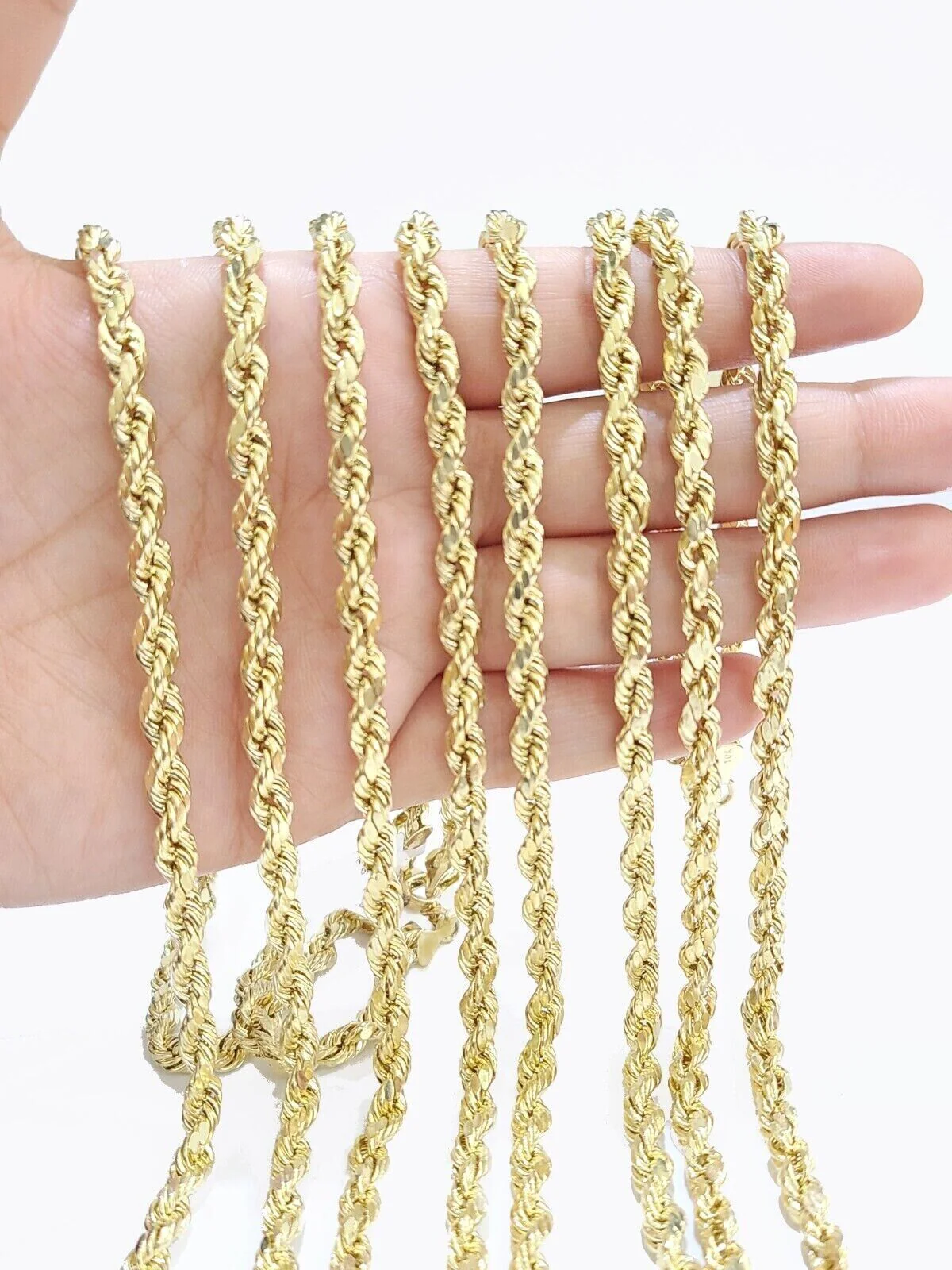 Real 10K Yellow Gold Rope Chain 5mm  Necklace  18-30'' Inches Lobster Lock 10kt - Image 5