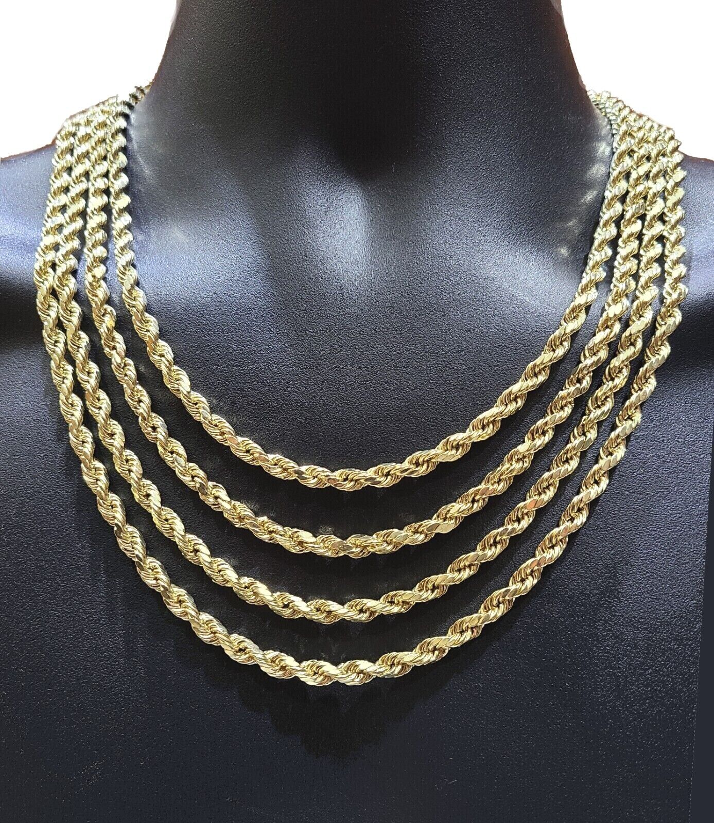Real 10K Yellow Gold Rope Chain 6mm Necklace 20 in 22 in 24 in 26 in 28 in 30 in - Image 2