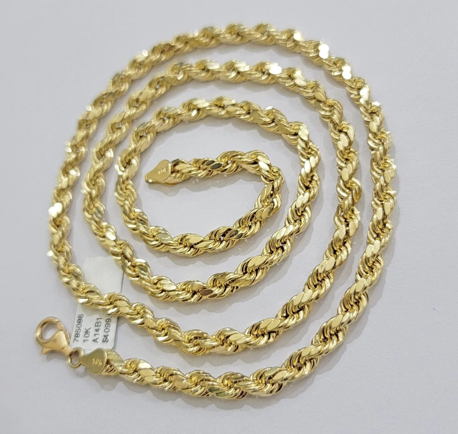 Real 10K Yellow Gold Rope Chain 6mm Necklace 20 in 22 in 24 in 26 in 28 in 30 in - Image 7