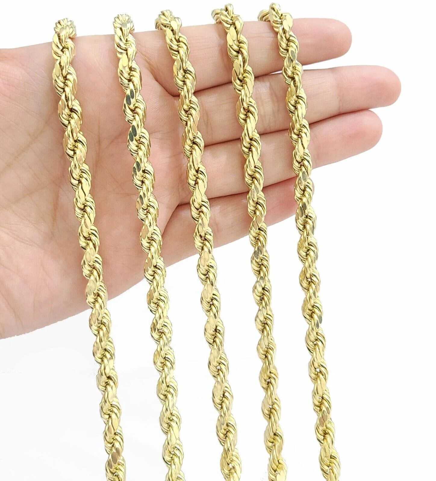 Real 10K Yellow Gold Rope Chain 8mm Necklace 18-30'' Inches Lobster Lock 10kt - Image 2