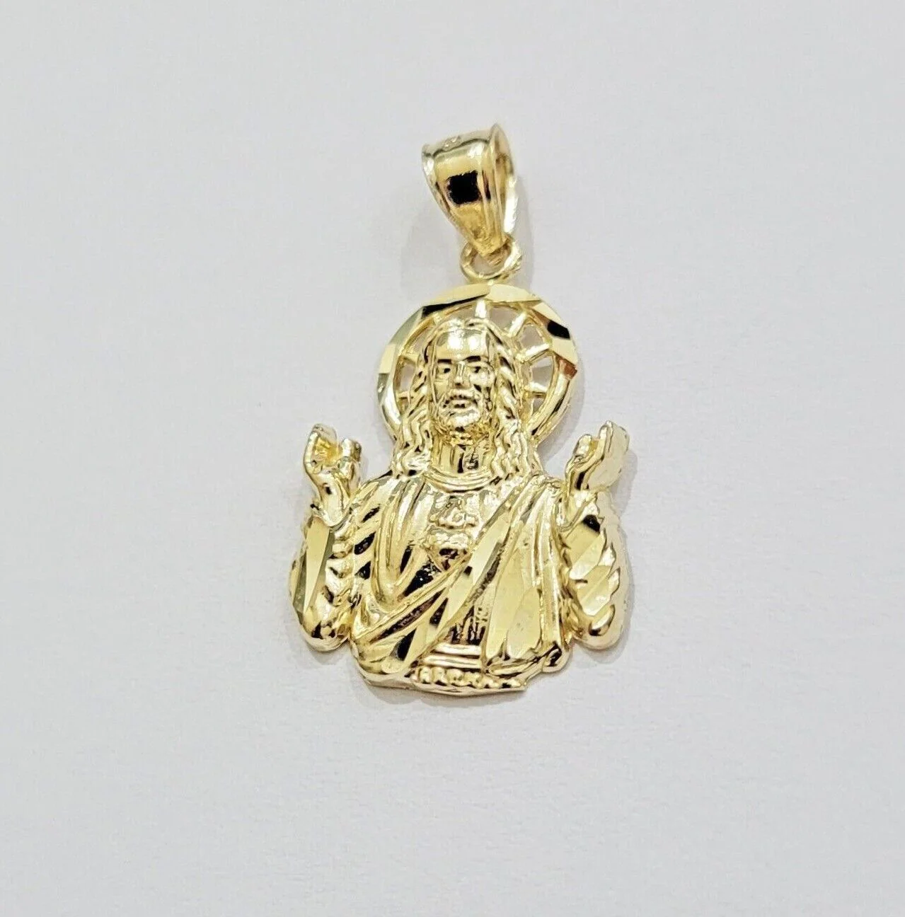 Real 10k Yellow Gold Rope Chain Charm Jesus Head Pendant SET 3mm Necklace - Image 10