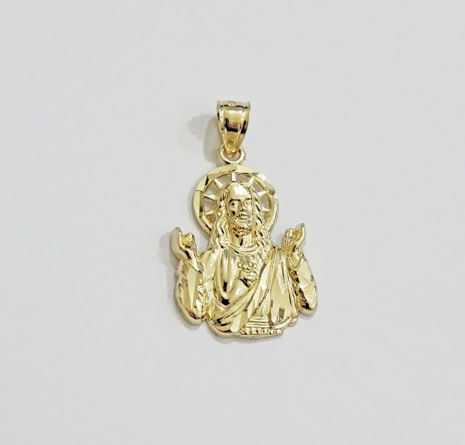 Real 10k Yellow Gold Rope Chain Charm Jesus Head Pendant SET 3mm Necklace - Image 2