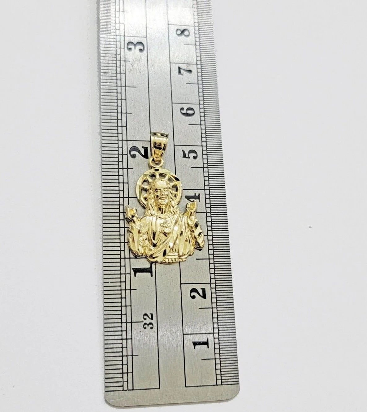 Real 10k Yellow Gold Rope Chain Charm Jesus Head Pendant SET 3mm Necklace - Image 3