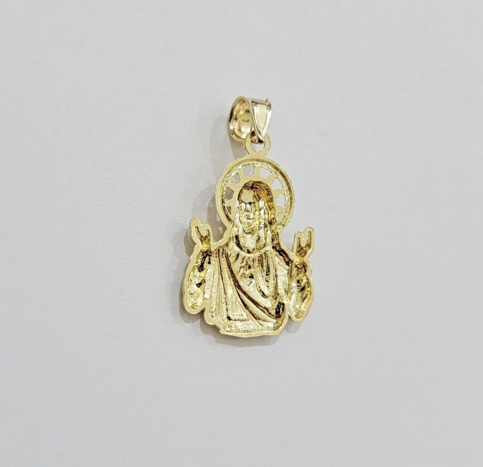 Real 10k Yellow Gold Rope Chain Charm Jesus Head Pendant SET 3mm Necklace - Image 4