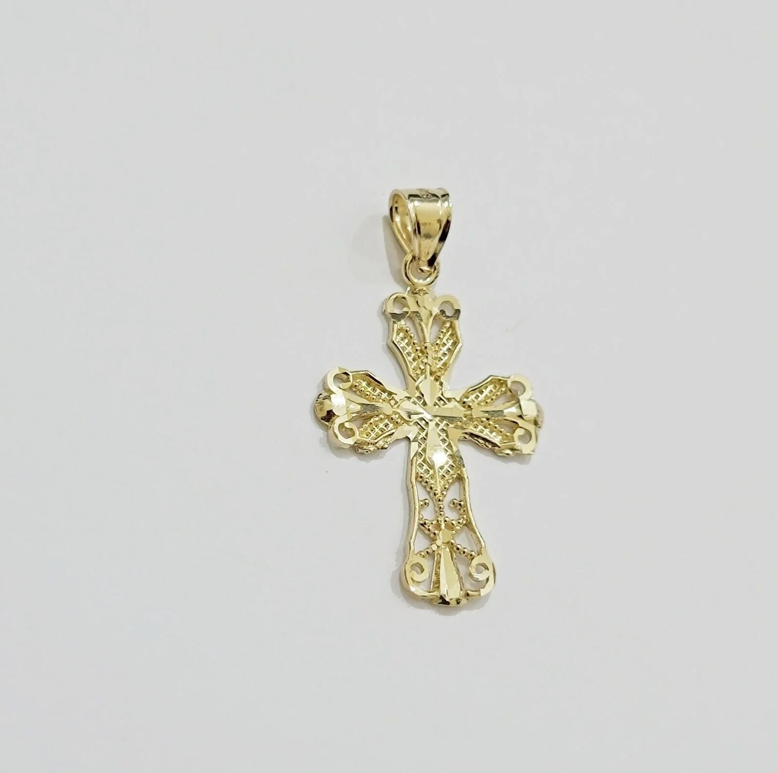 Real 10k Yellow Gold Rope Chain Cross Charm Pendant SET 3mm Necklace 18 -28 Inch - Image 8