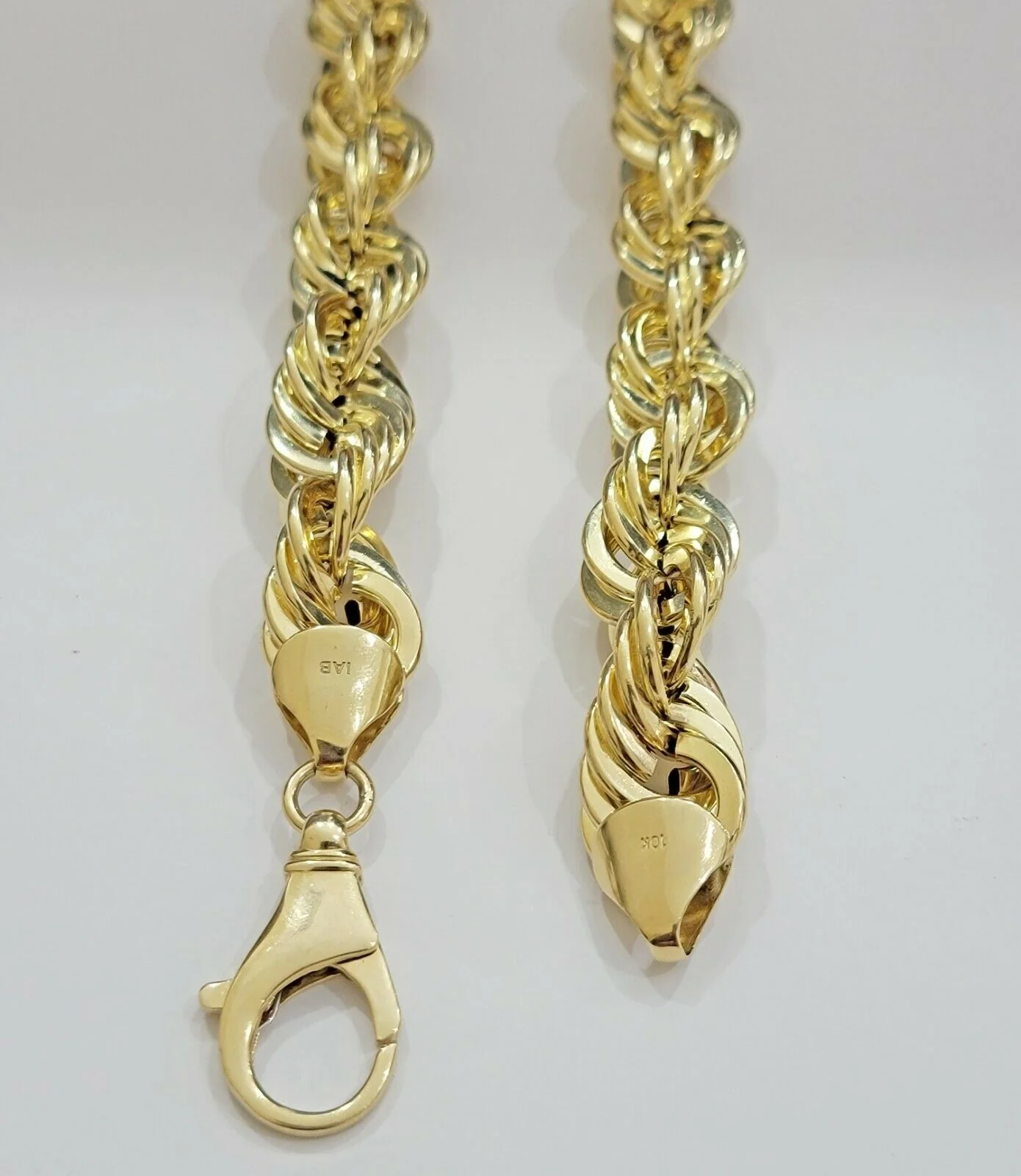 REAL 10K Yellow Gold Rope Chain Necklace 15 MM Thick 24" Diamond Cut 10kt MEN'S - Image 7