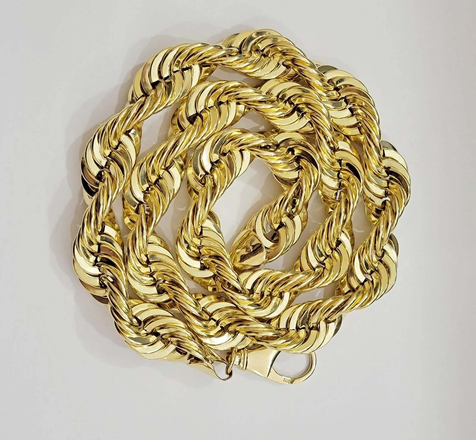 REAL 10K Yellow Gold Rope Chain Necklace 15MM 22" Inch Choker Diamond Cut SALE - Image 6