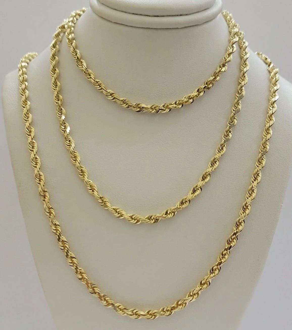 Real 10k Yellow Gold Rope Chain necklace 18 inch - 28 inch SOLID 4mm Mens Women - Image 10