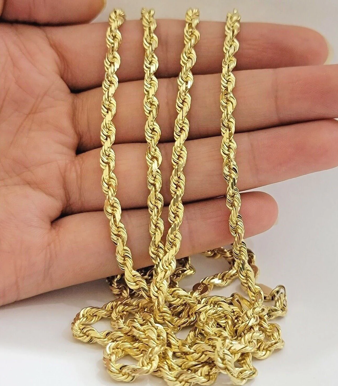 Real 10k Yellow Gold Rope Chain necklace 18 inch - 28 inch SOLID 4mm Mens Women - Image 11
