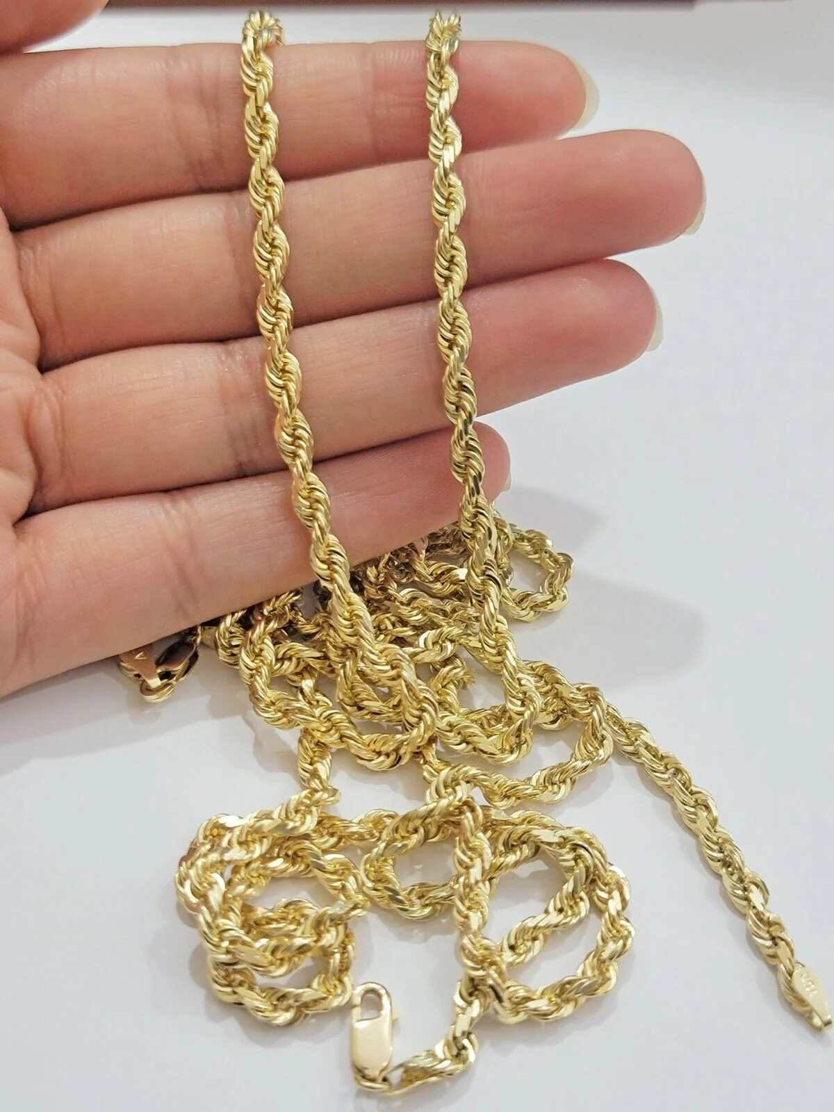 Real 10k Yellow Gold Rope Chain necklace 18 inch - 28 inch SOLID 4mm Mens Women - Image 2