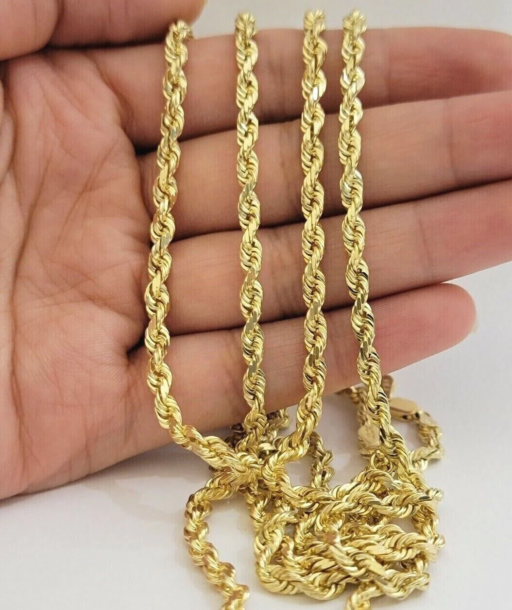 Real 10k Yellow Gold Rope Chain necklace 18 inch - 28 inch SOLID 4mm Mens Women - Image 8