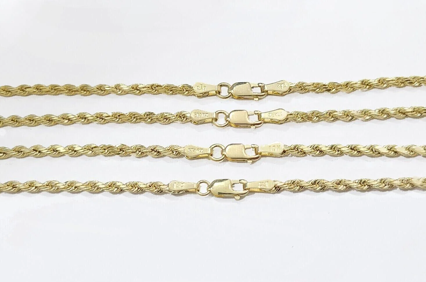 Real 10k Yellow Gold Rope Chain Necklace 2.5mm 16-26 Inch Diamond Cut 10kt - Image 3