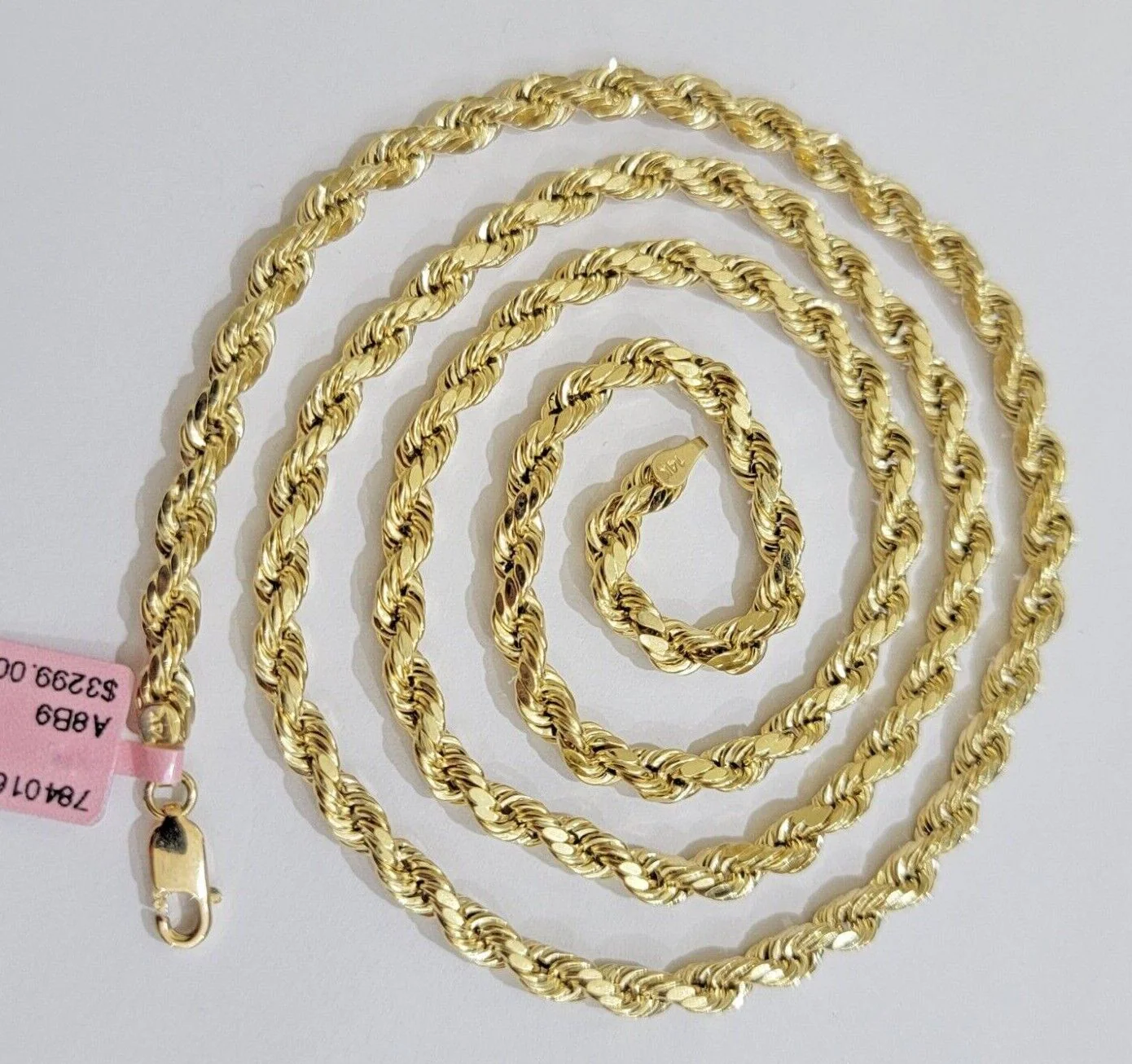 Real 10k Yellow Gold Rope Chain Necklace 4mm 18-28 Inch Diamond Cut Mens 10kt - Image 11