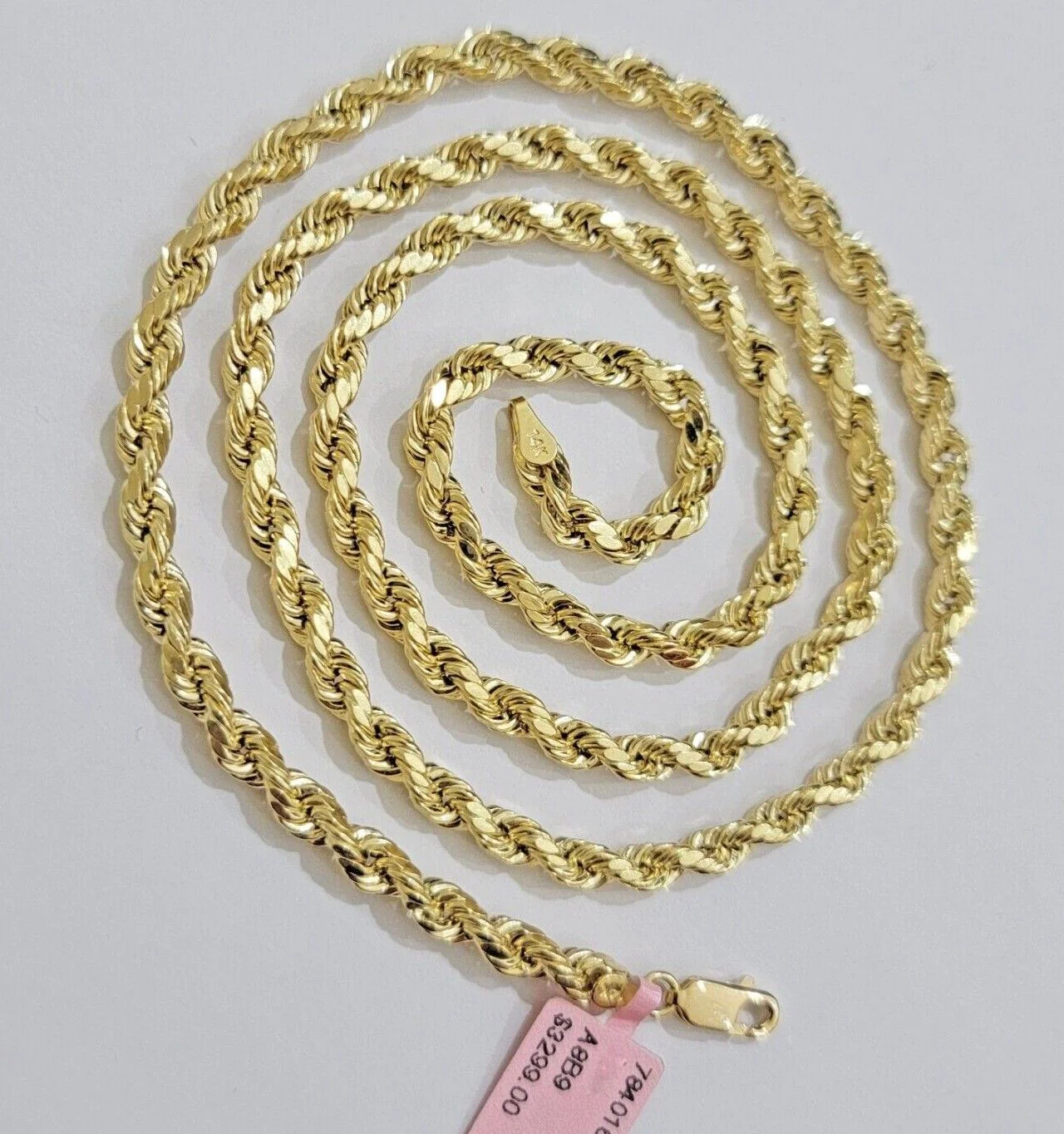 Real 10k Yellow Gold Rope Chain Necklace 4mm 18-28 Inch Diamond Cut Mens 10kt - Image 2