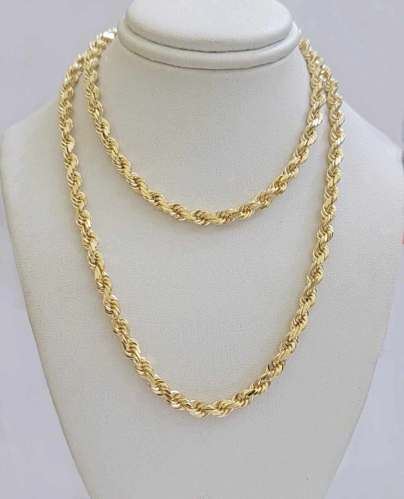 Real 10k Yellow Gold Rope Chain Necklace 4mm 18-28 Inch Diamond Cut Mens 10kt - Image 8