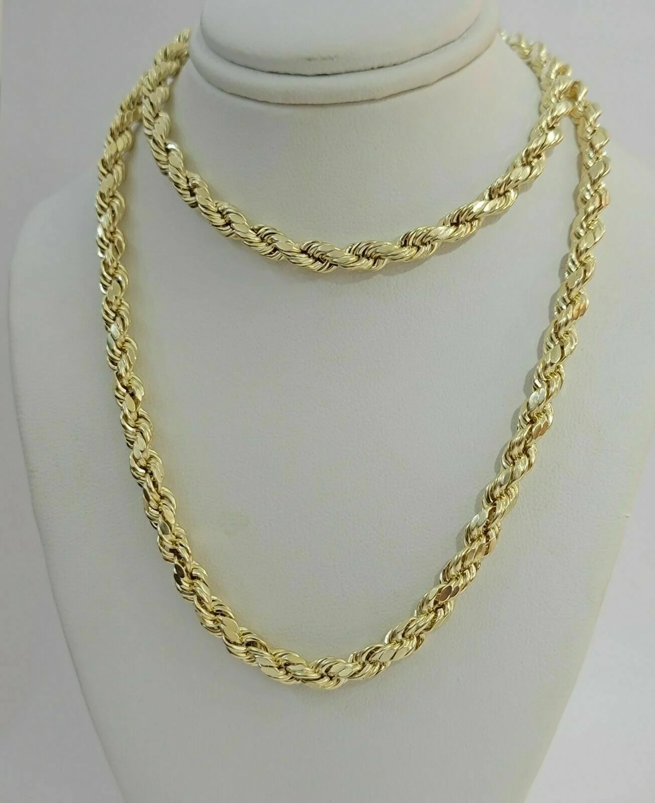 Real 10k Yellow Gold Rope Chain Necklace 4mm 18"- 30" Inch Diamond cuts 10kt - Image 3