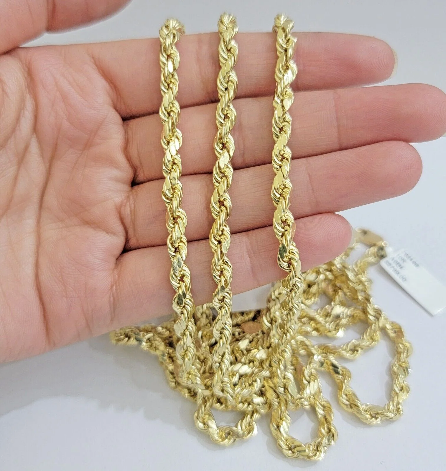 Real 10K Yellow Gold Rope Chain Necklace 5mm  Necklace 18" - 30 Inch 10kt Mens - Image 5