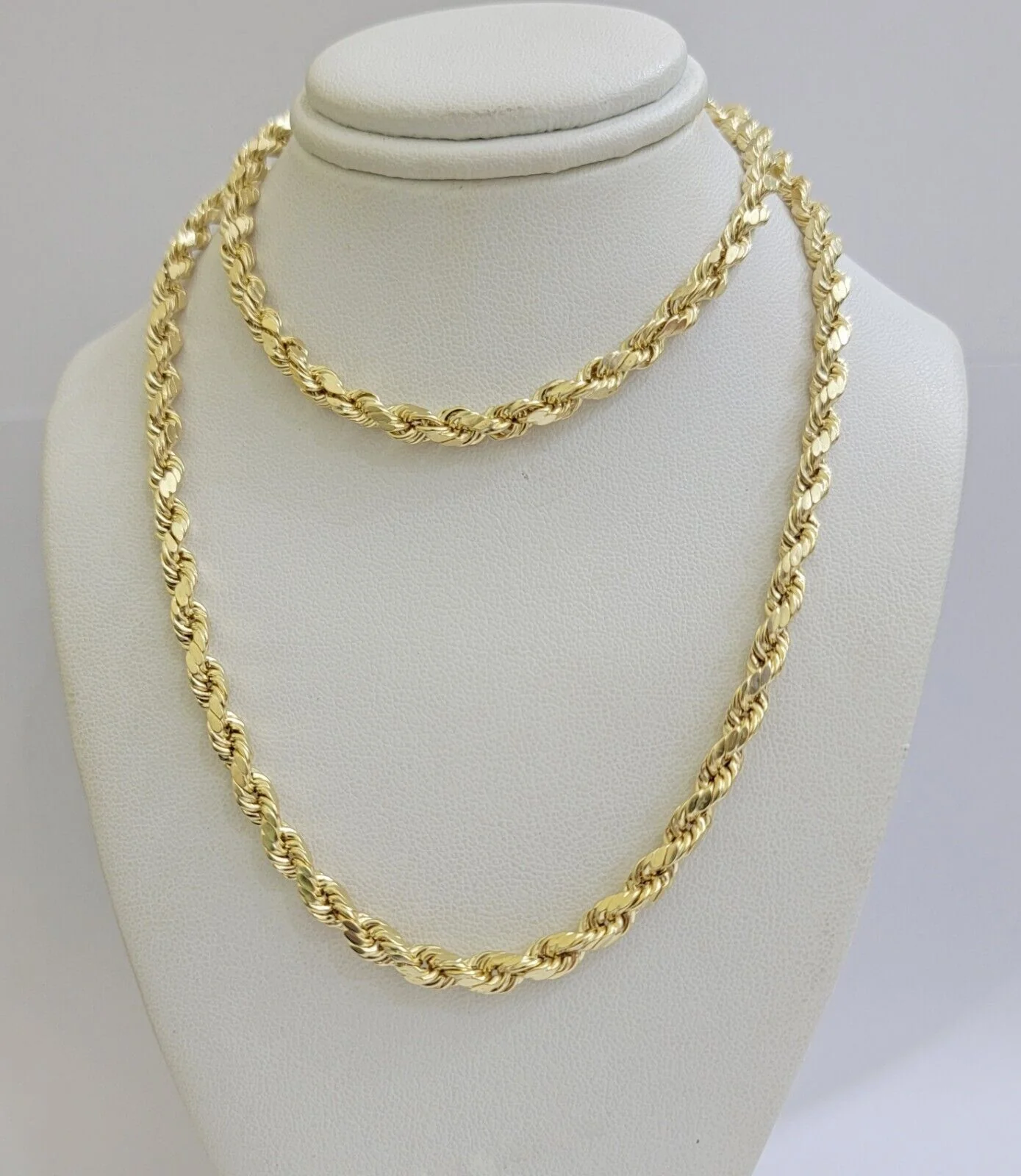 Real 10K Yellow Gold Rope Chain Necklace 5mm  Necklace 18" - 30 Inch 10kt Mens - Image 9