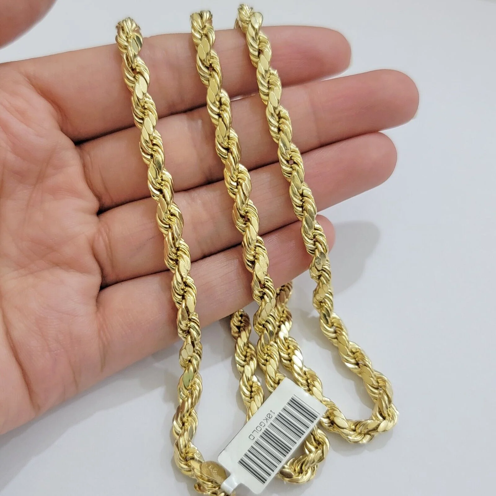 Real 10k Yellow Gold Rope Chain Necklace 6mm 18-28 Inch Diamond Cuts Men's 10kt - Image 7