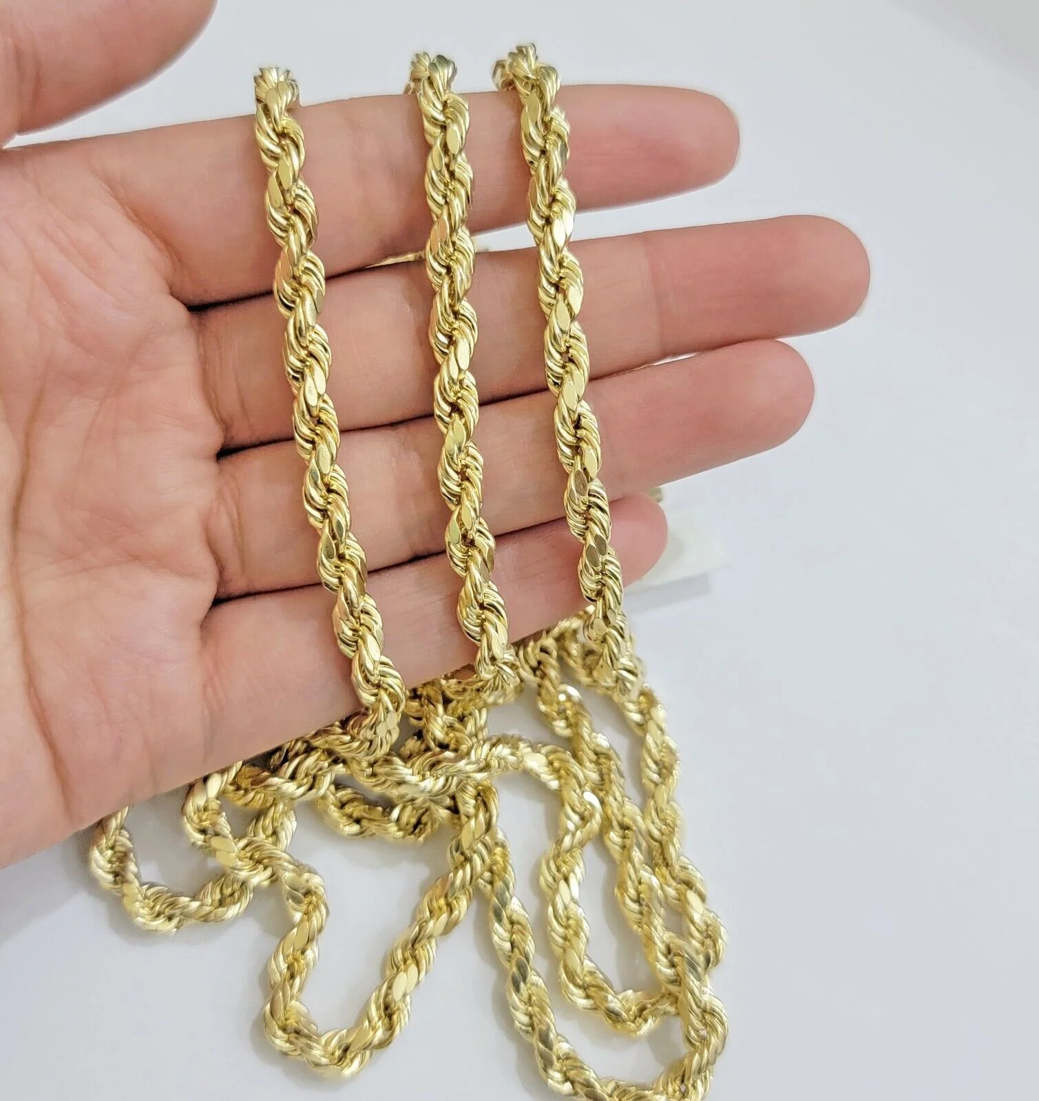 Real 10k Yellow Gold Rope Chain Necklace 6mm 18-28 Inch Diamond Cuts Men's 10kt - Image 8