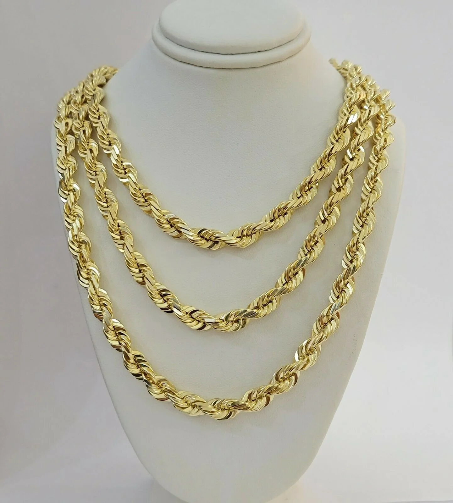 Real 10k Yellow Gold Rope Chain Solid Mens Necklace 8mm 24" Inch Diamond cut 10k - Image 4