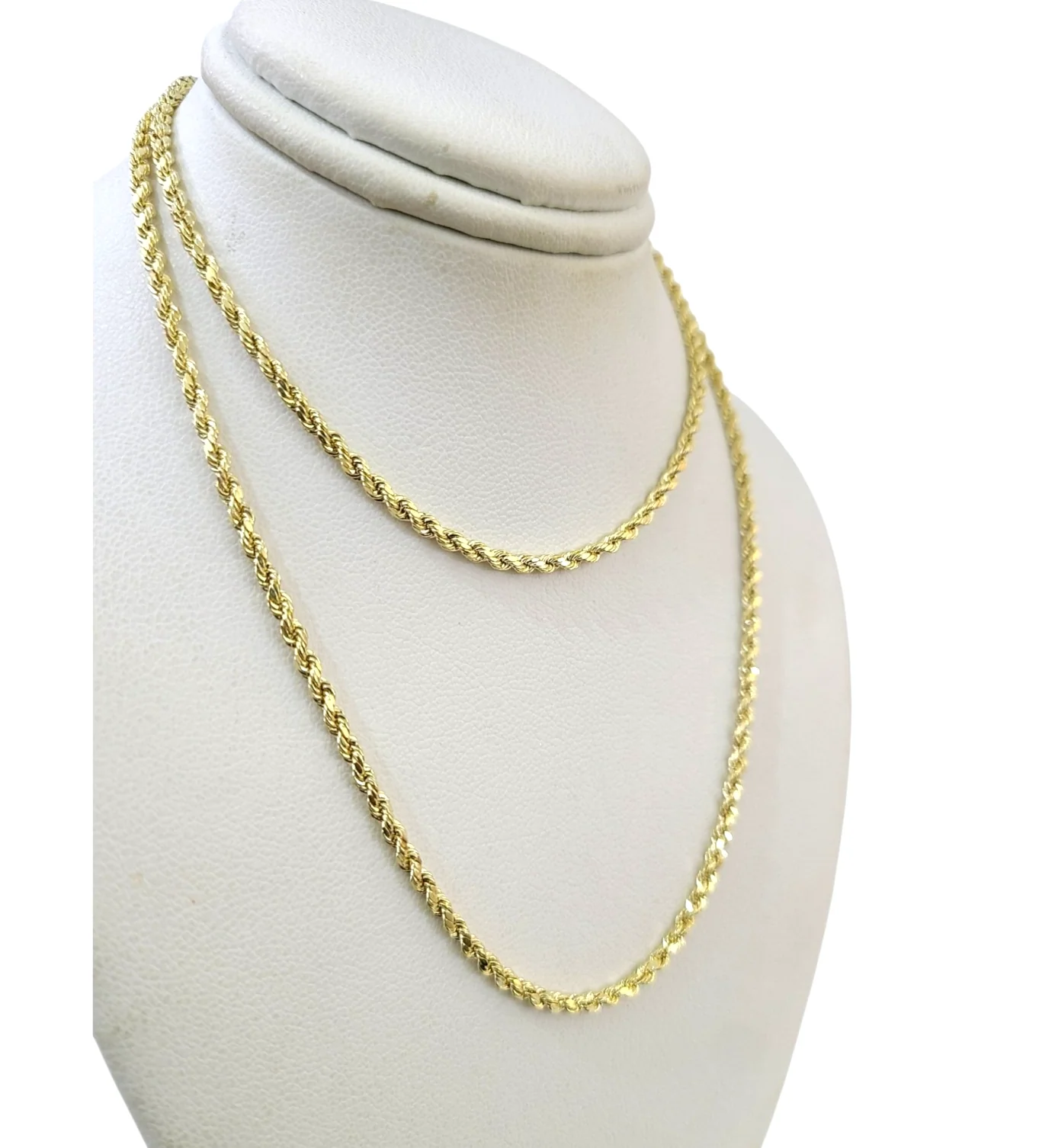 Real 10k Yellow Gold Rope Necklace Chain 2mm 18-30 Inch Diamond Cuts 10kt - Image 3