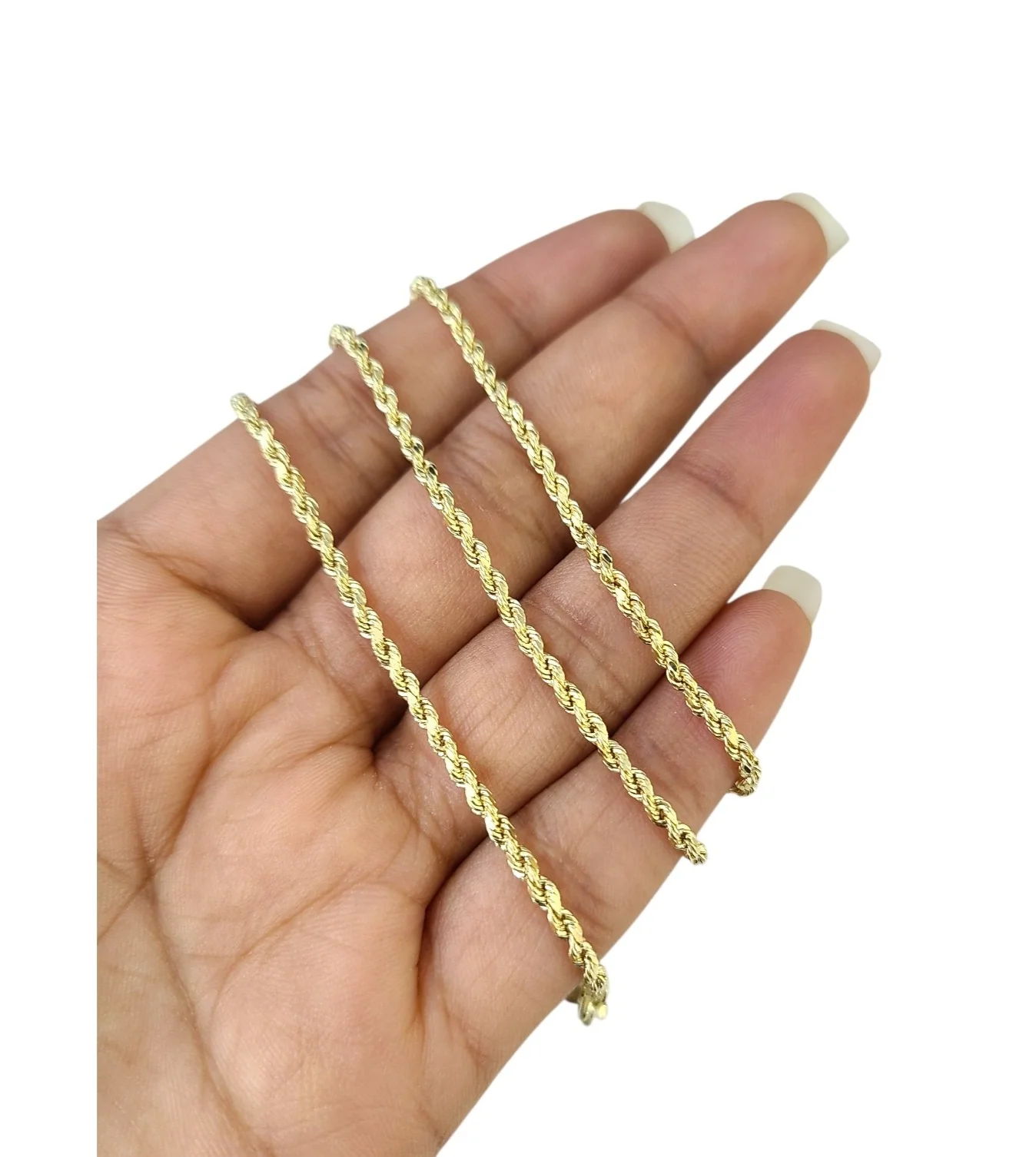 Real 10k Yellow Gold Rope Necklace Chain 2mm 18-30 Inch Diamond Cuts 10kt - Image 4