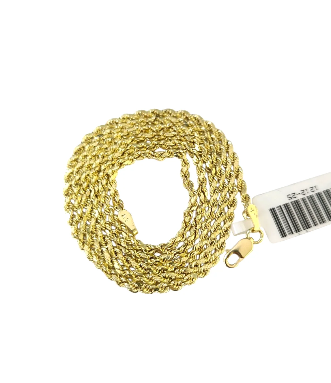 Real 10k Yellow Gold Rope Necklace Chain 2mm 18-30 Inch Diamond Cuts 10kt - Image 7
