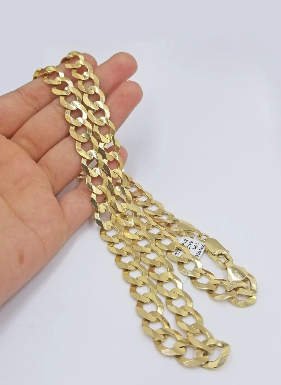Real 10k Yellow Gold Solid Necklace Cuban Curb Link Chain 10mm 24" inch For Men - Image 3
