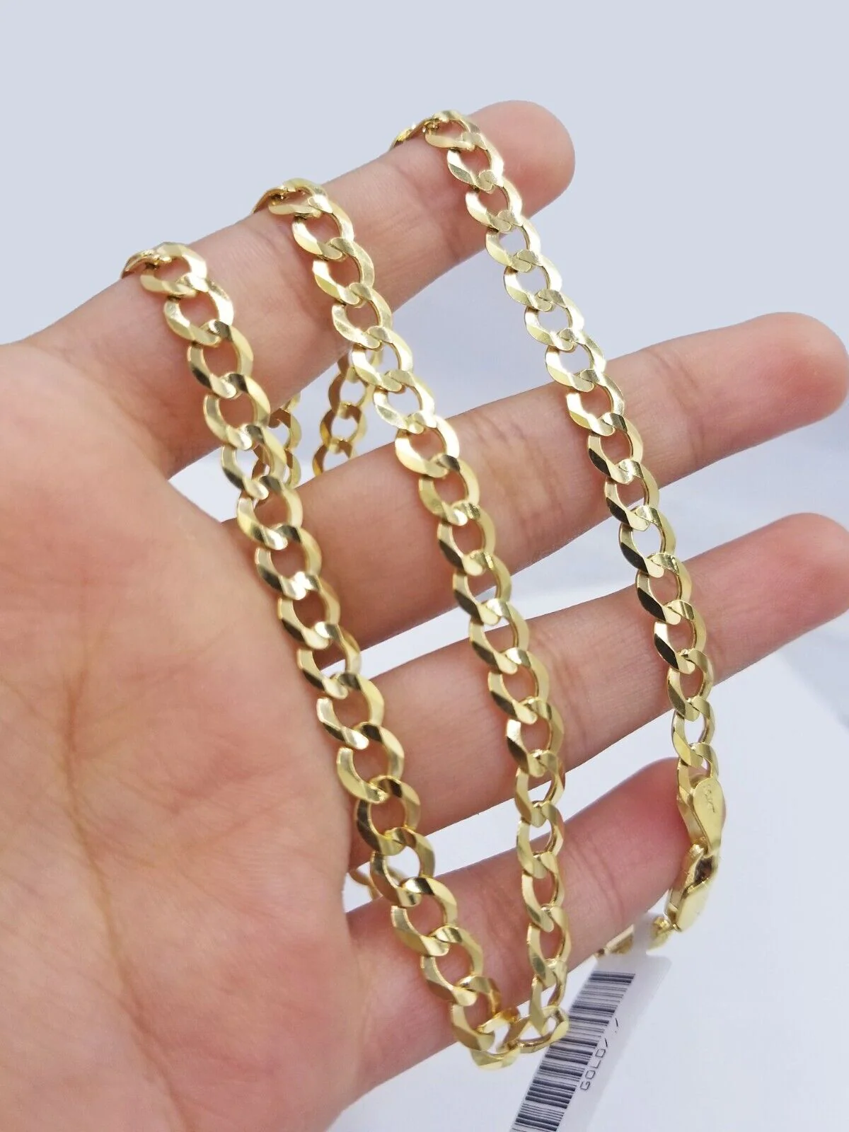 Real 10k Yellow Gold Solid Necklace Cuban Curb Link Chain 6mm 22" inch For Men - Image 2
