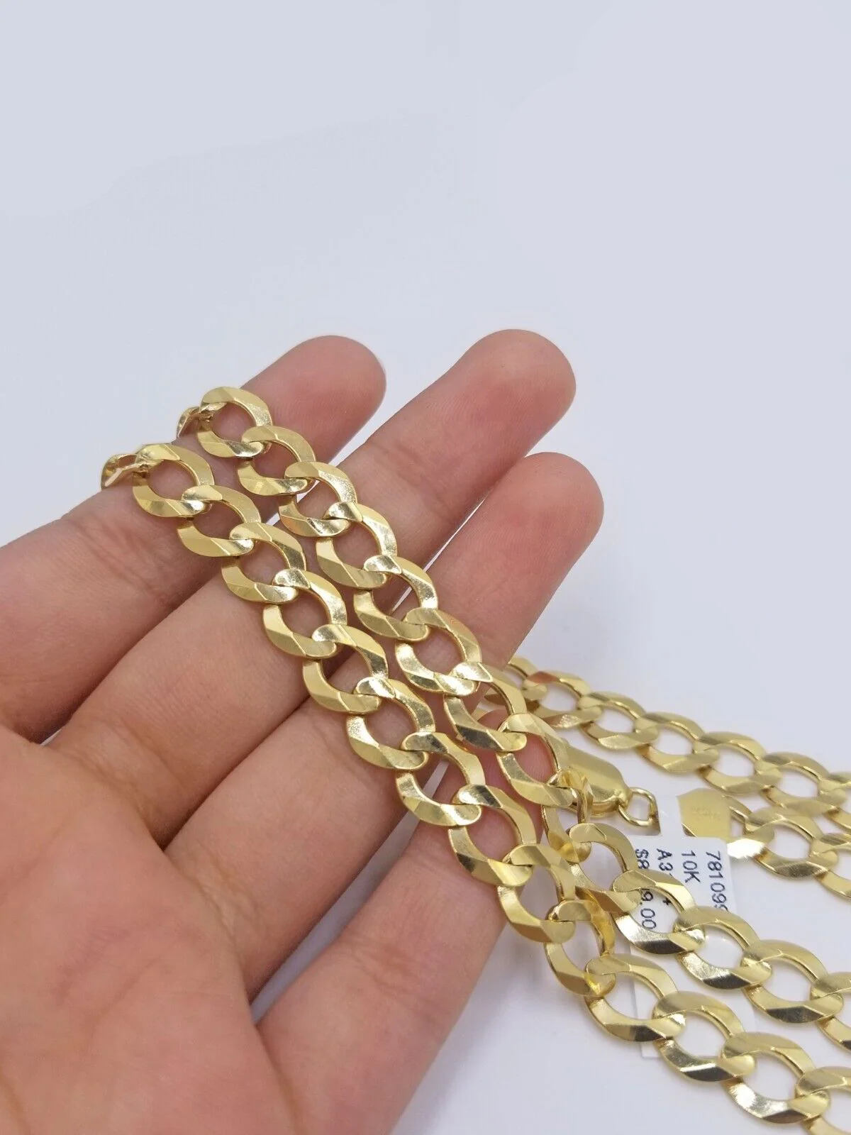 Real 10k Yellow Gold Solid Necklace Cuban Curb Link Chain 9.5mm 24" inch For Men - Image 2