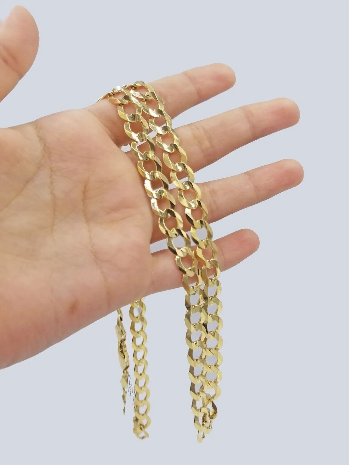 Real 10k Yellow Gold Solid Necklace Cuban Curb Link Chain 9.5mm 24" inch For Men - Image 3