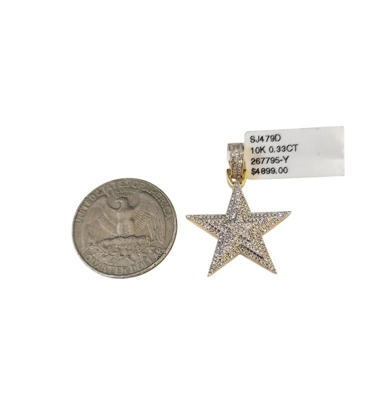 Real 10k Yellow Gold Star Diamond Charm Pendant 1.25'' inch Genuine 10kt - Image 2