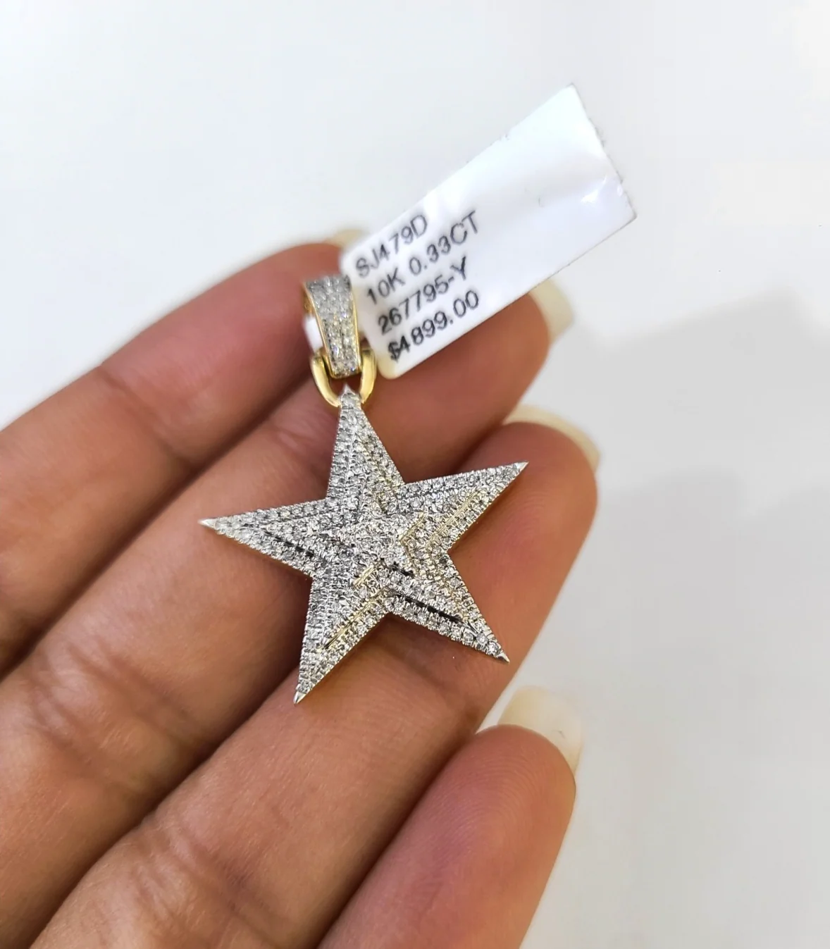 Real 10k Yellow Gold Star Diamond Charm Pendant 1.25'' inch Genuine 10kt - Image 3