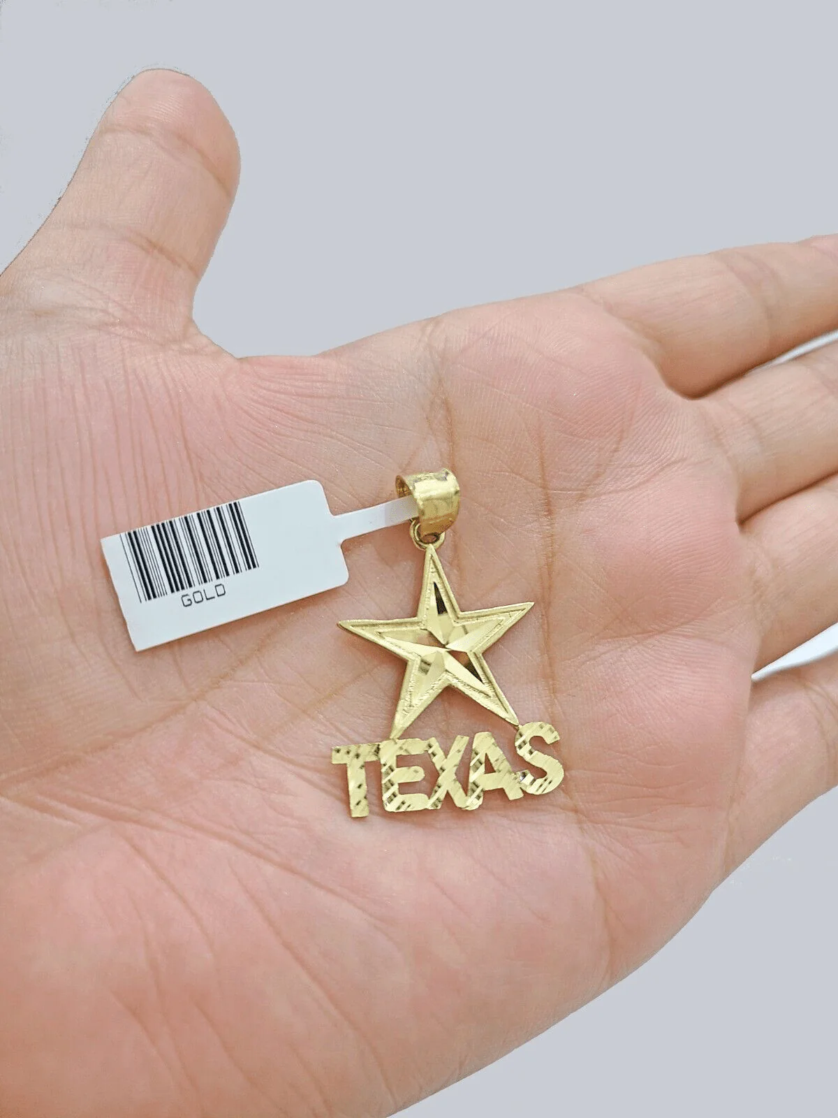 Real 10k Yellow Gold Texas Star Charm 1'' inches Pendant 10kt for Chain