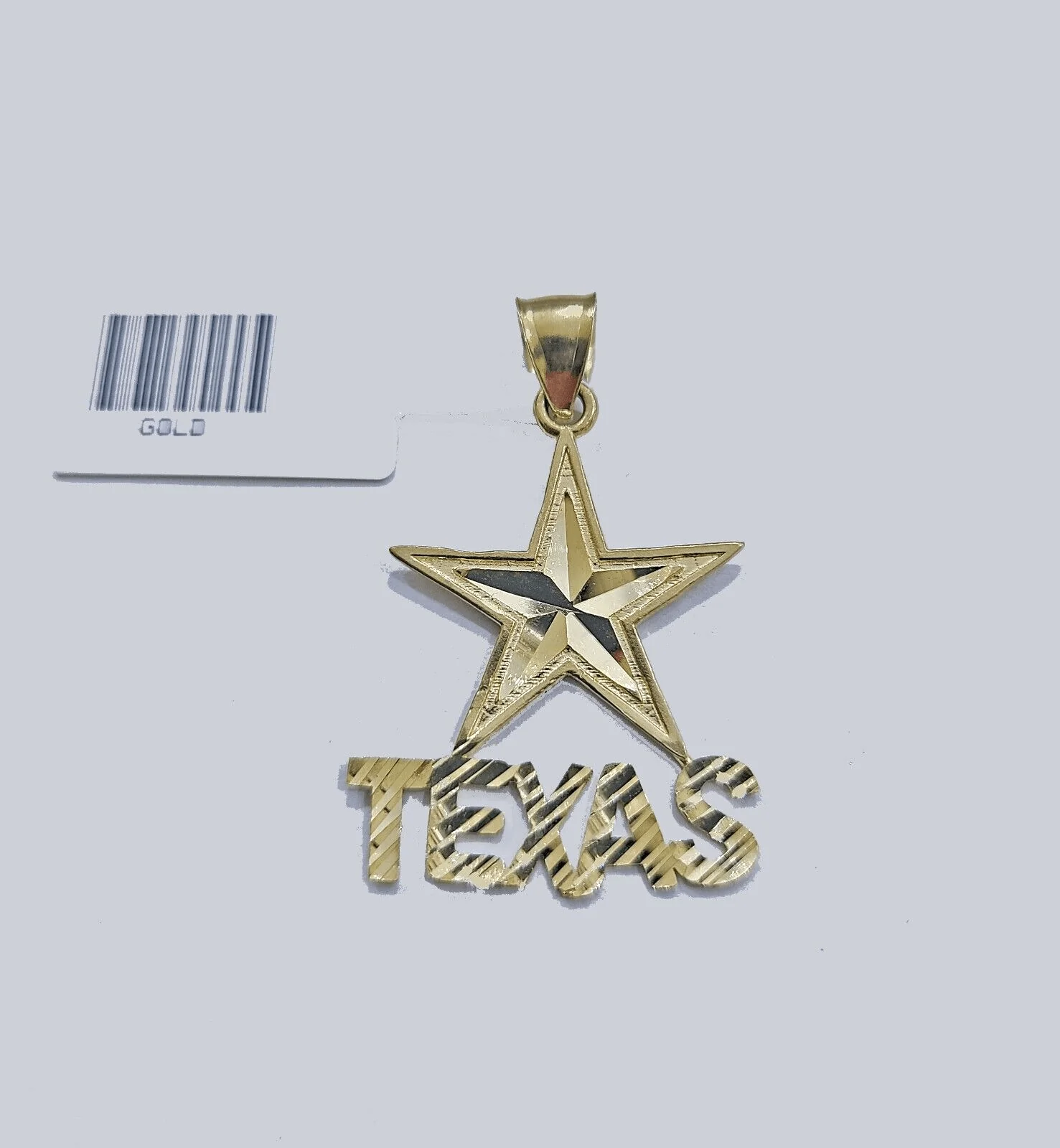 Real 10k Yellow Gold Texas Star Charm 1'' inches Pendant 10kt for Chain - Image 2