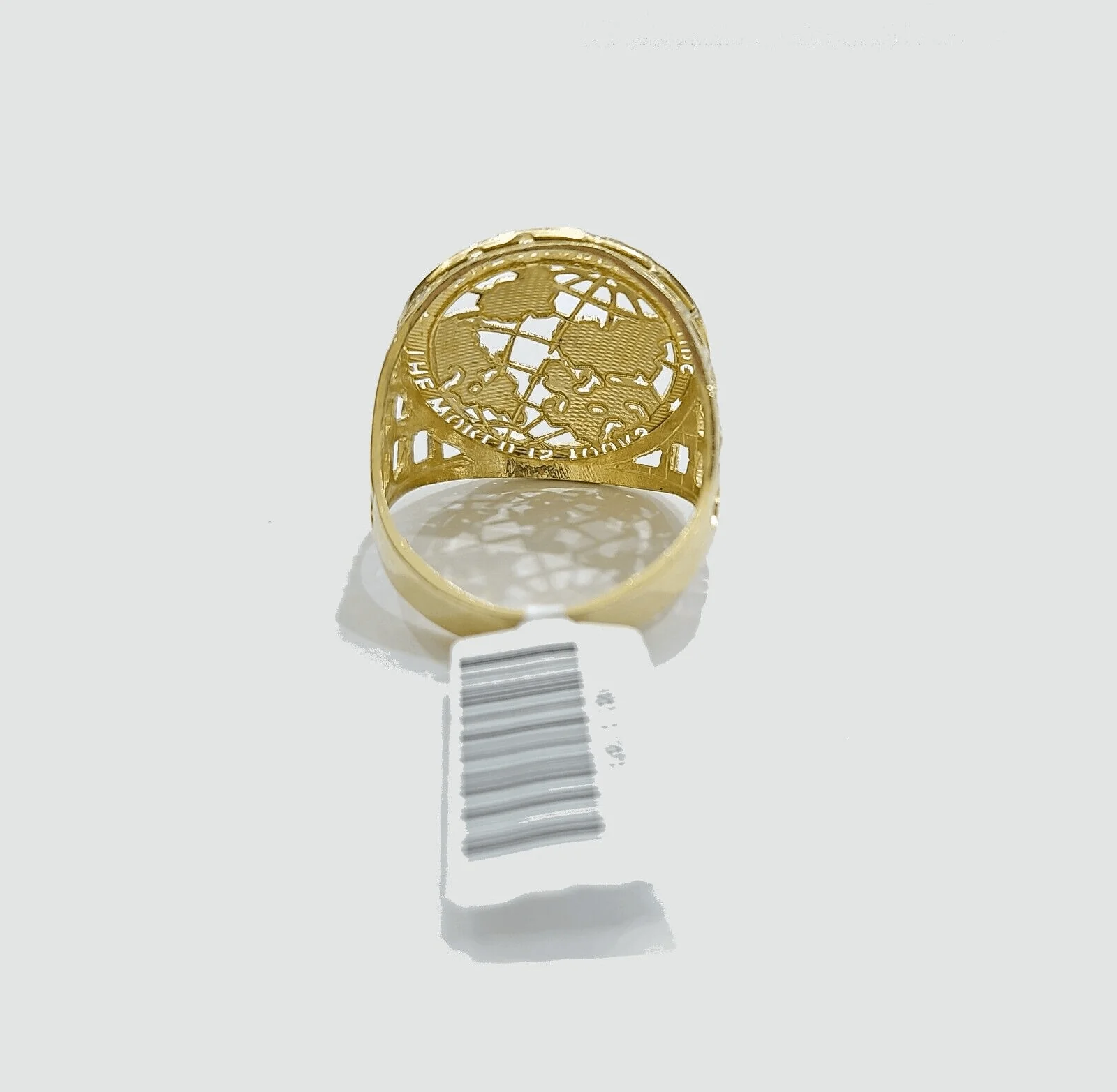 Real 10k Yellow Gold The World Is Yours Globe Ring Band All Sizes - Image 6