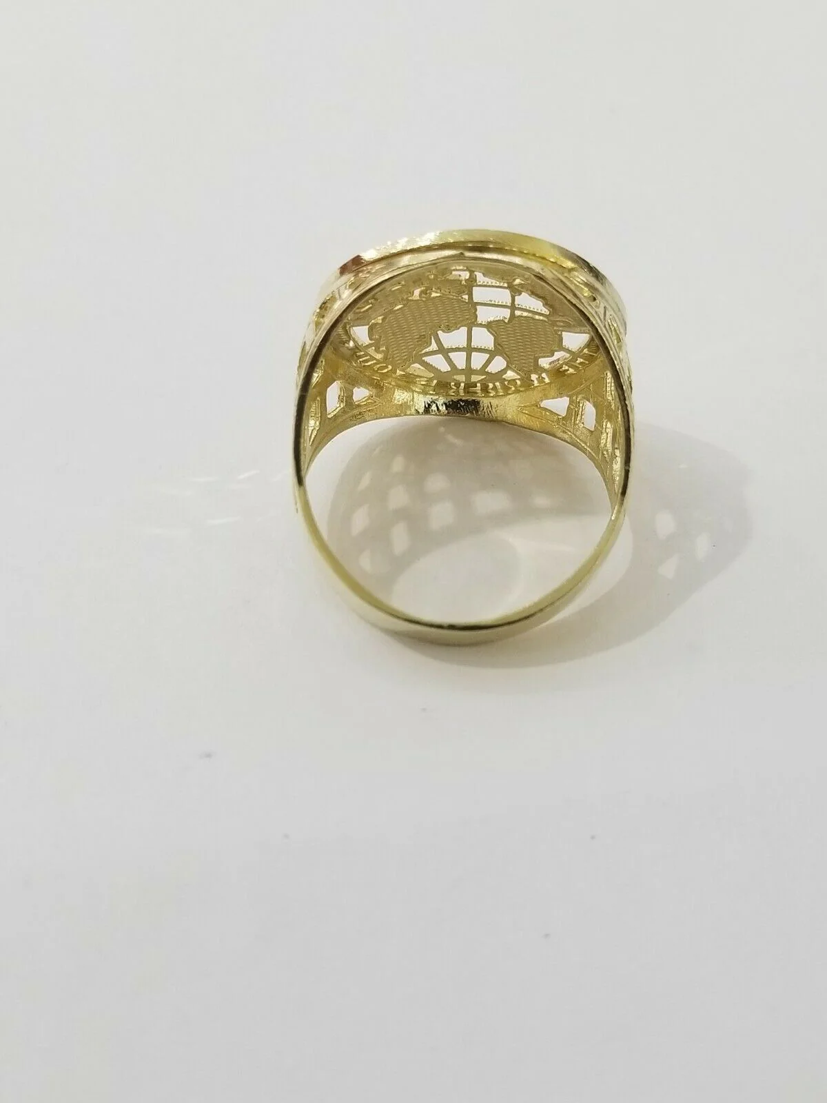 Real 10k Yellow Gold World Map Charm Pendant Ring The World Is Yours Engraved - Image 8