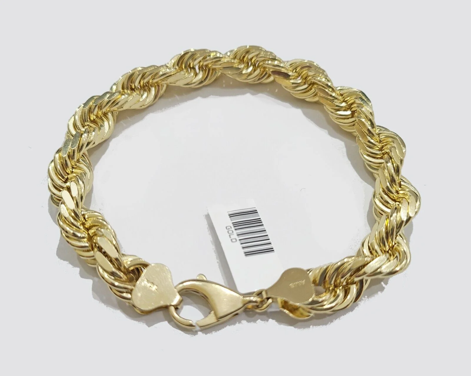 Real 10k Yellow Solid Gold 10mm Rope Bracelet 9'' inch 10kt Unisex - Image 3