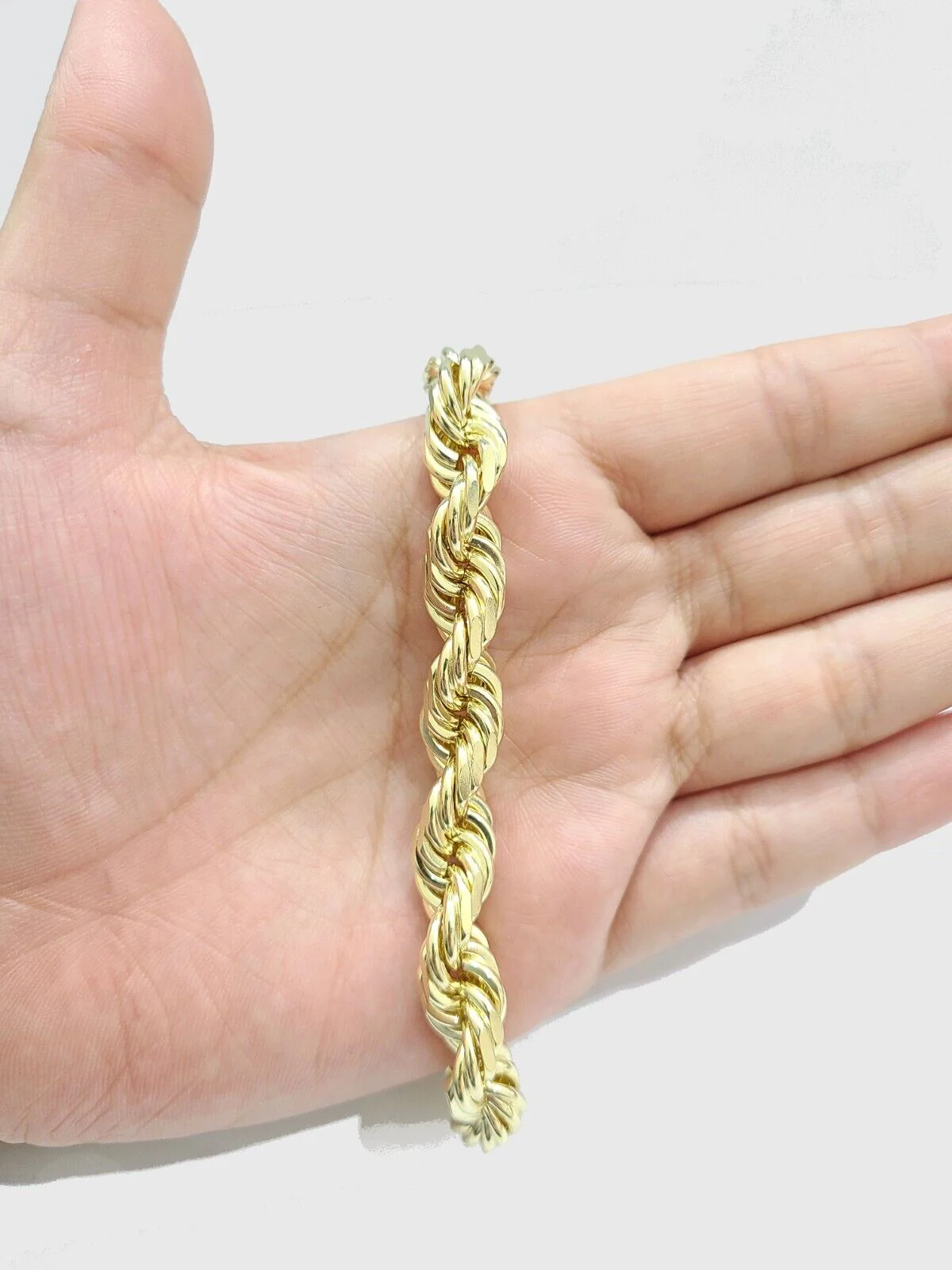 Real 10k Yellow Solid Gold 10mm Rope Bracelet 9'' inch 10kt Unisex - Image 4