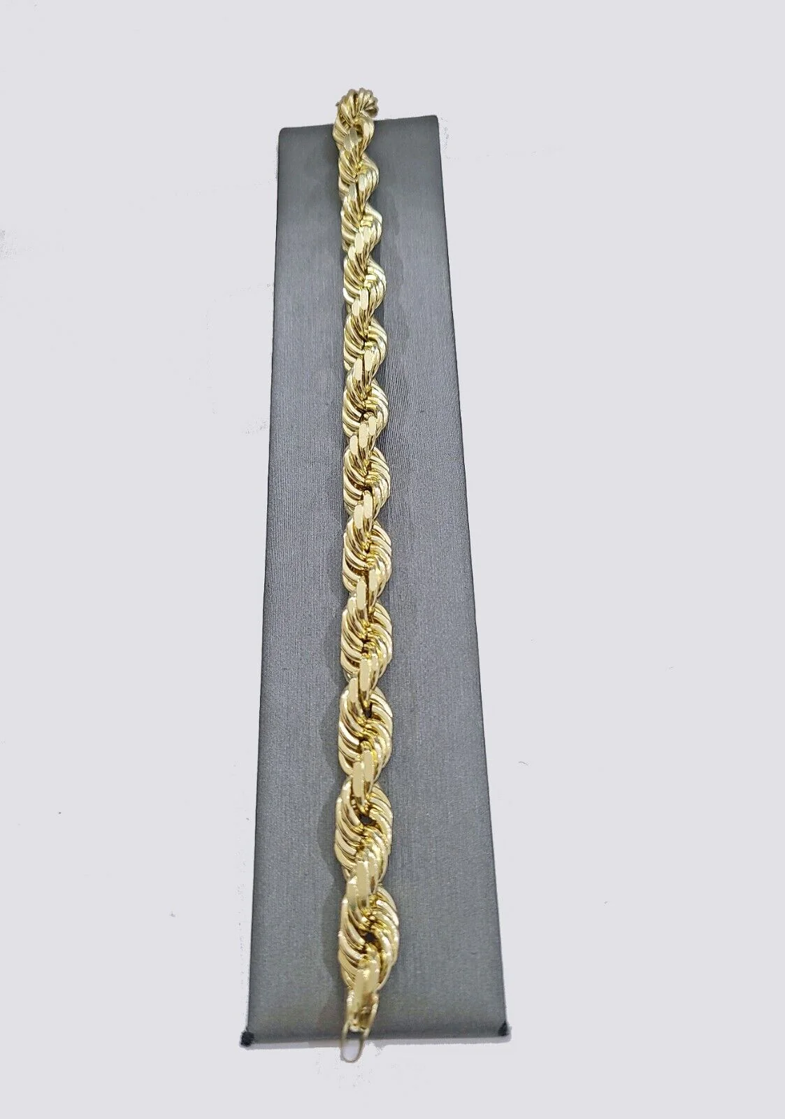 Real 10k Yellow Solid Gold 10mm Rope Bracelet 9'' inch 10kt Unisex - Image 6