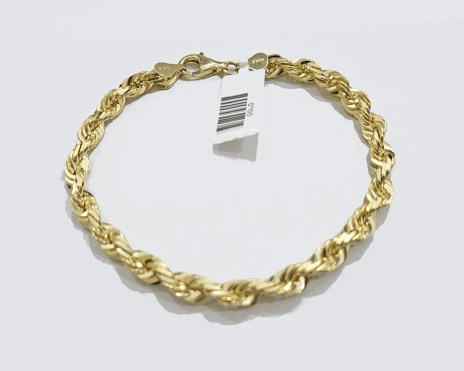 Real 10k Yellow Solid Gold 6mm Rope Bracelet 8'' inch 10kt Unisex - Image 3
